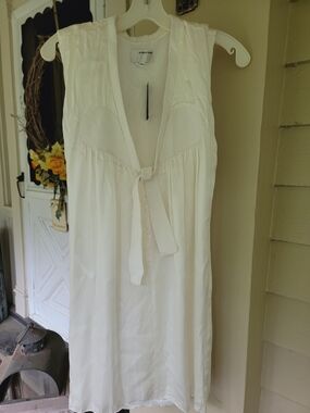 Minden Chan Silk Textured Panel Tie Front Sleeveless Dress Tunic